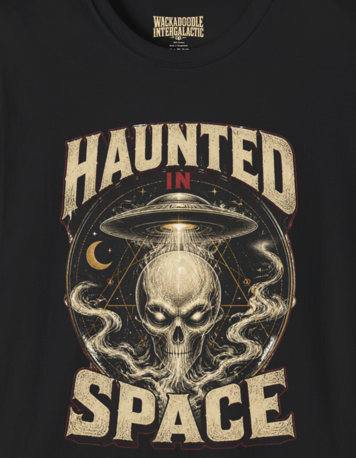 Haunted in Space T-Shirt — Vintage Alien Skull UFO Tee