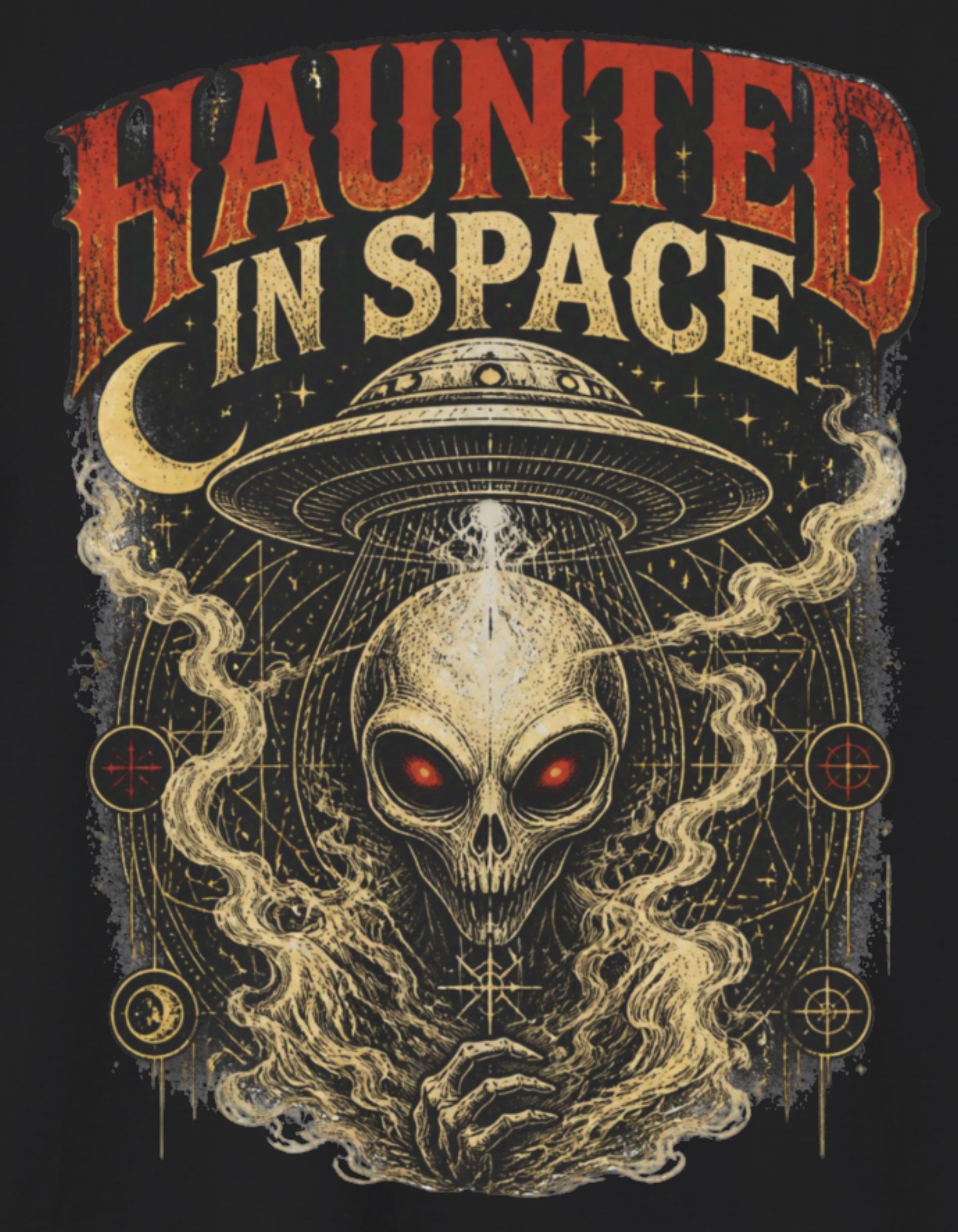 Haunted in Space T-Shirt — Vintage Alien Skull UFO Tee