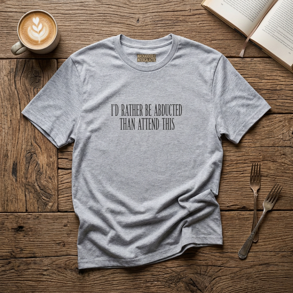 T-Shirt — “I’d Rather Be Abducted Than Attend This” Funny Graphic Tee
