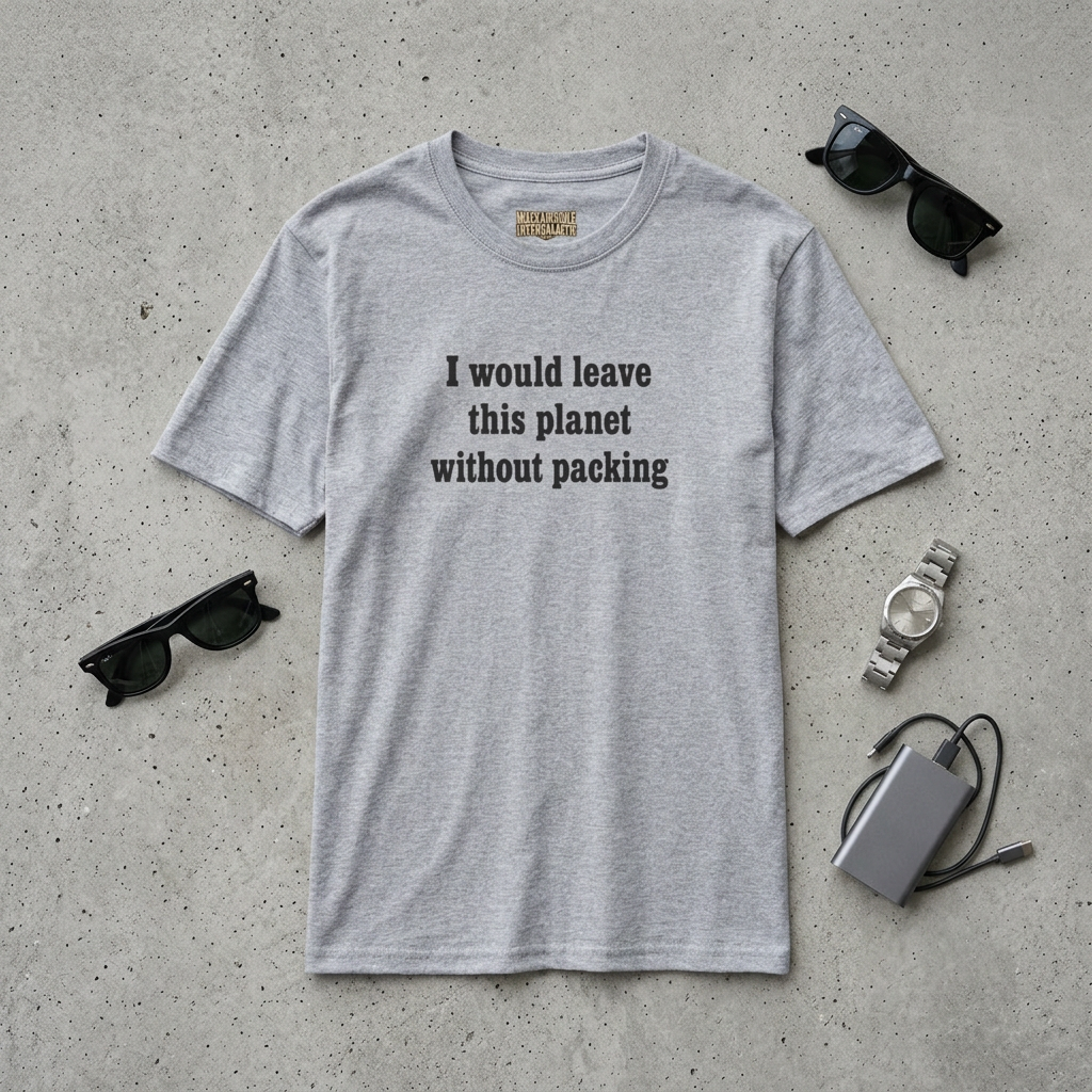 Statement T-Shirt — "I Would Leave This Planet Without Packing" Graphic Tee