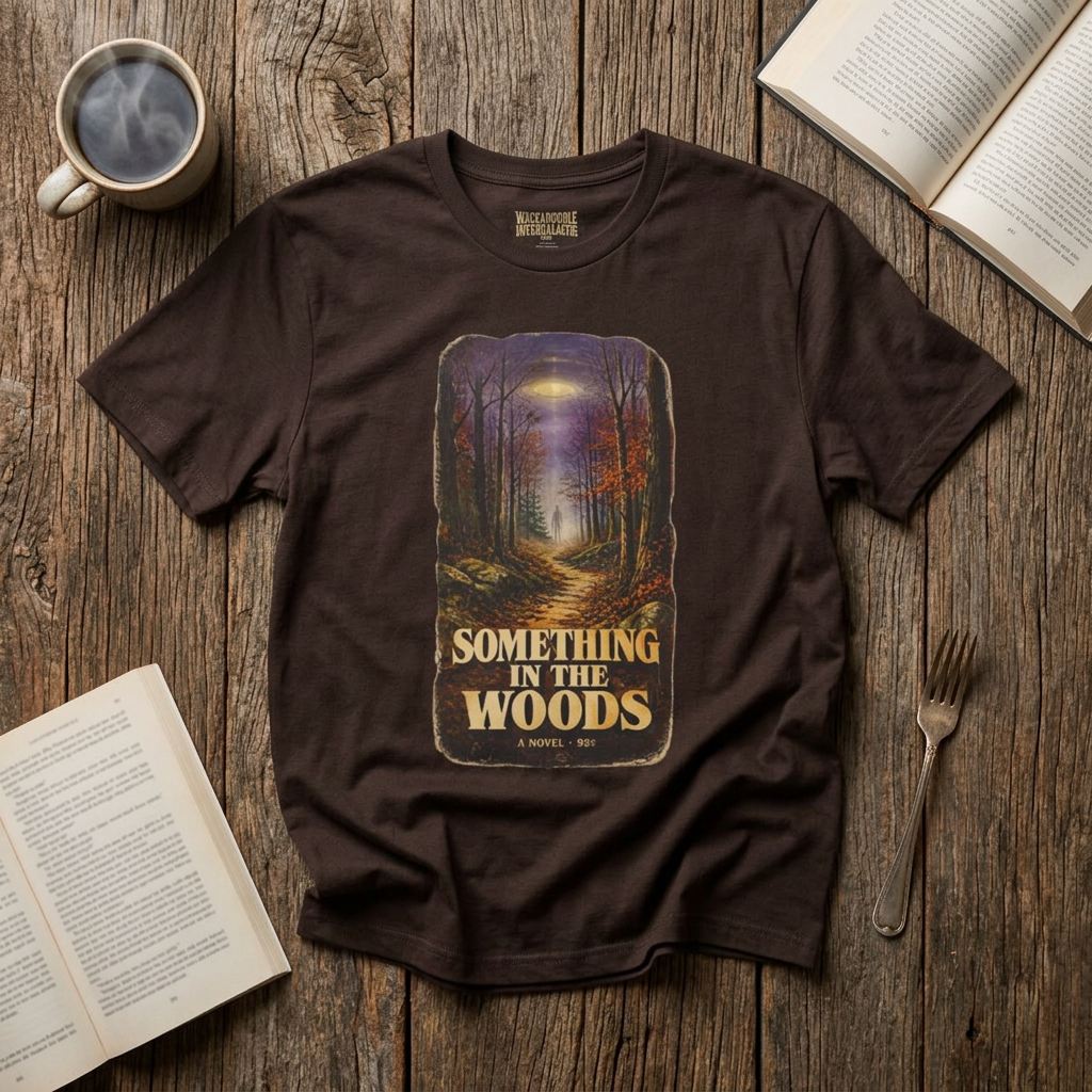 Something in the Woods T-Shirt — Vintage Forest Night Graphic Tee