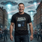 Channel 9 Static T-Shirt — Retro UFO Signal Graphic Tee
