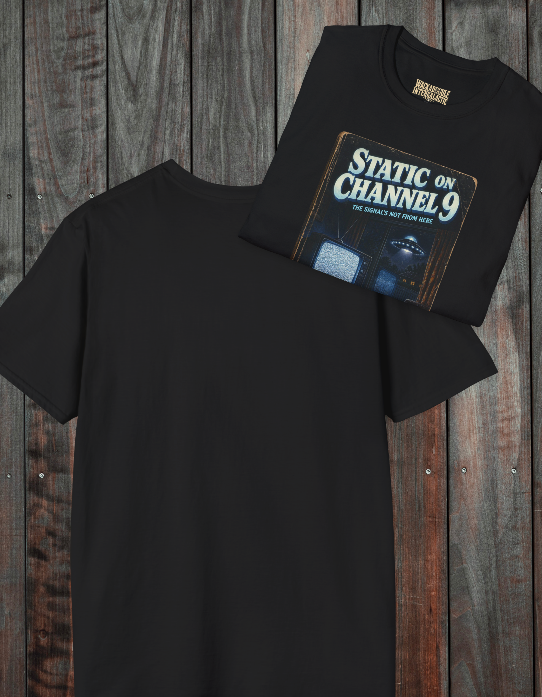 Channel 9 Static T-Shirt — Retro UFO Signal Graphic Tee