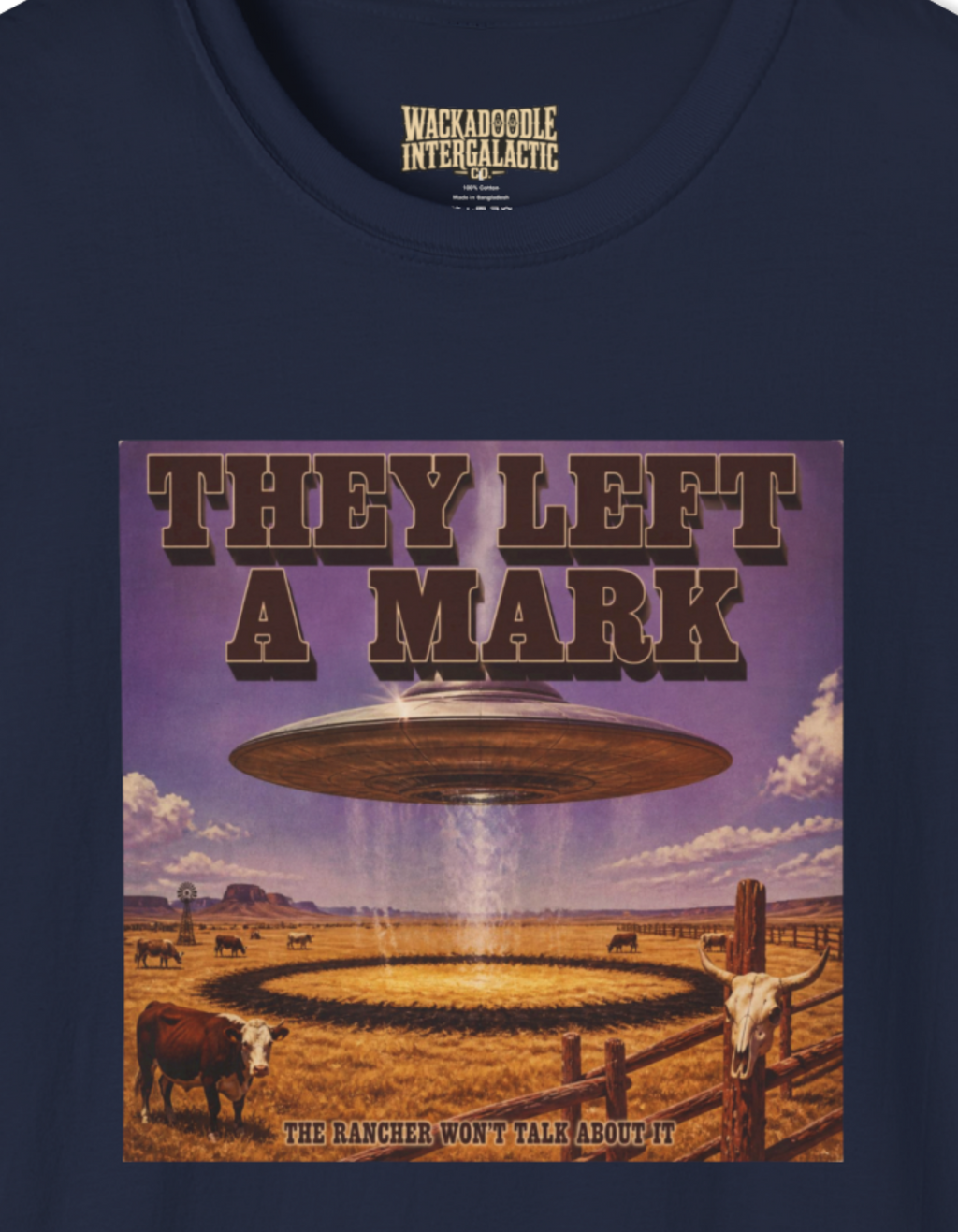Alien UFO Graphic T‑Shirt — "They Left a Mark" Retro Sci‑Fi Design