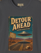 Detour Ahead Graphic T-Shirt — Vintage UFO Road Trip Design