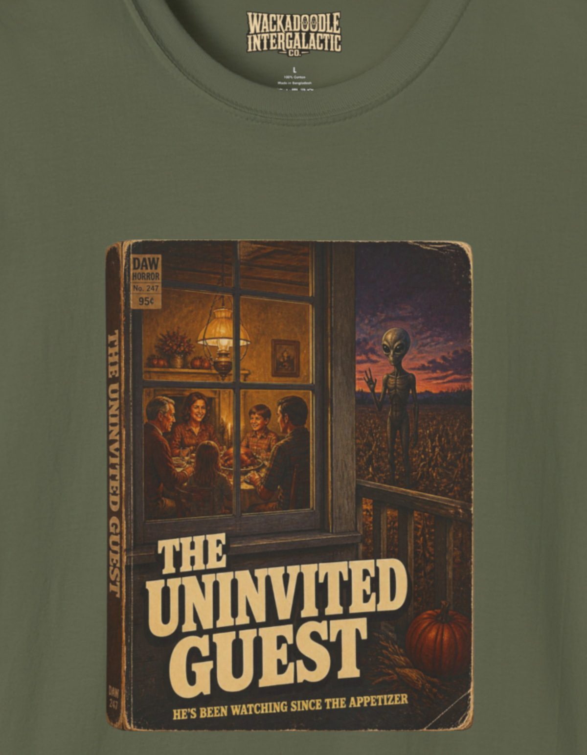 T-Shirt — "The Uninvited Guest" Vintage Horror Poster Tee