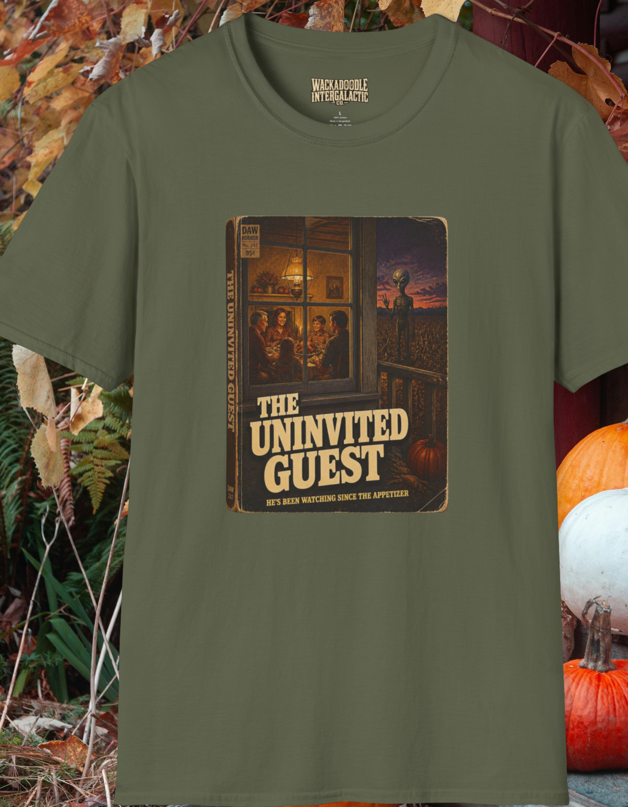 T-Shirt — "The Uninvited Guest" Vintage Horror Poster Tee