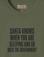 Funny Holiday T‑Shirt — “Santa Knows When You Are Sleeping and So Does the Government”