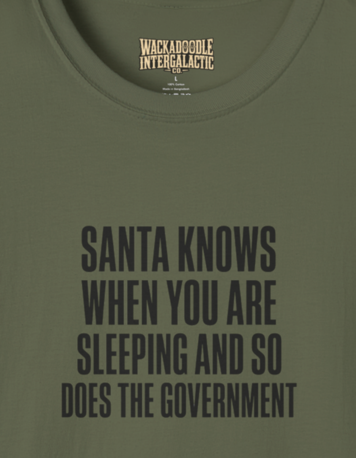 Funny Holiday T‑Shirt — “Santa Knows When You Are Sleeping and So Does the Government”