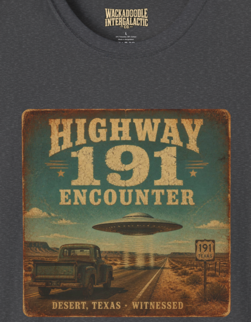 Highway 191 Encounter T‑Shirt — Vintage UFO Road Trip Graphic Tee
