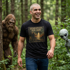 Sasquatch’s Ride Home T‑Shirt — Retro UFO Bigfoot Graphic Tee