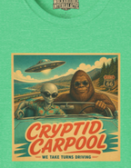 T-Shirt — Cryptid Carpool Vintage Alien & Bigfoot Retro Graphic Tee