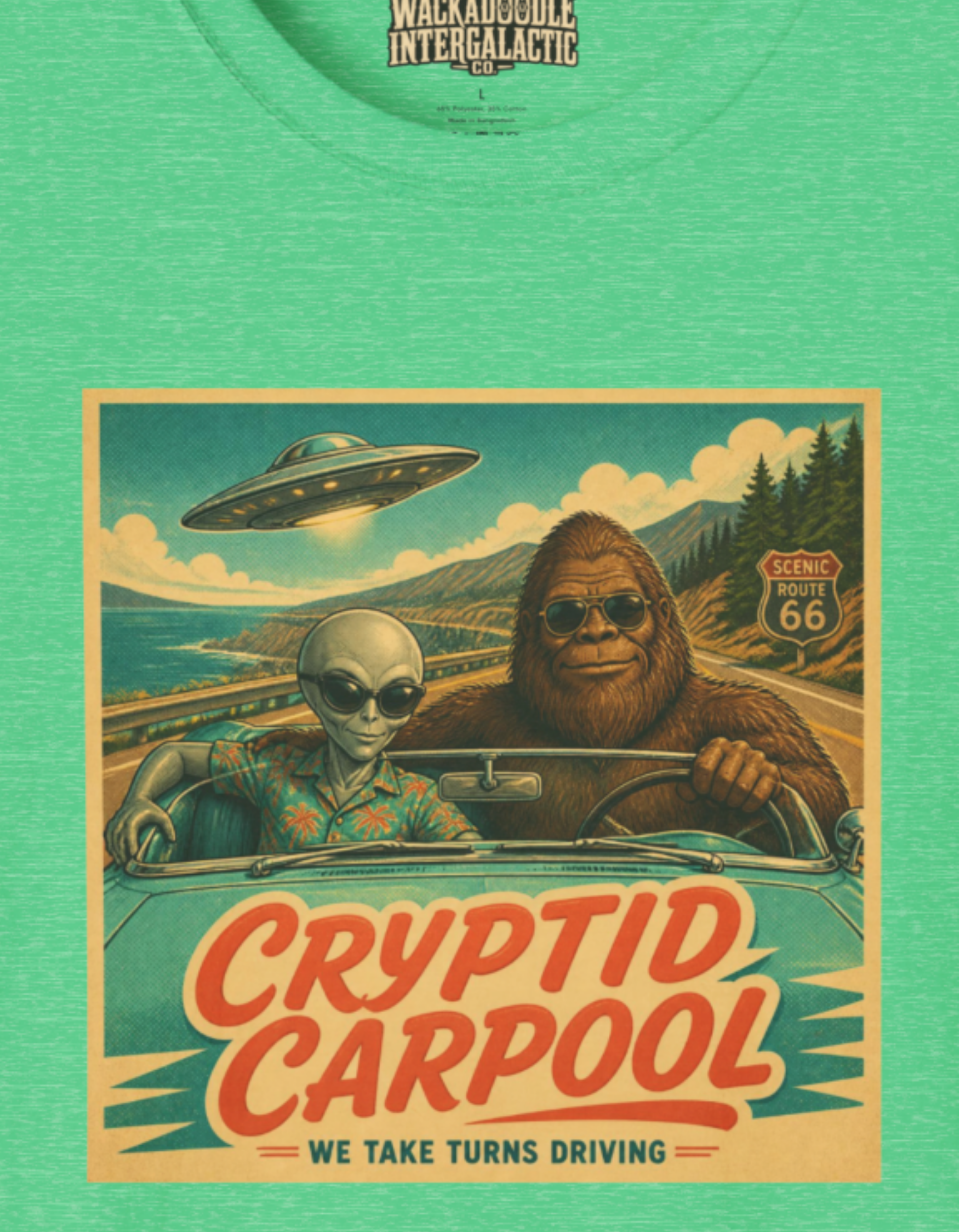 T-Shirt — Cryptid Carpool Vintage Alien & Bigfoot Retro Graphic Tee