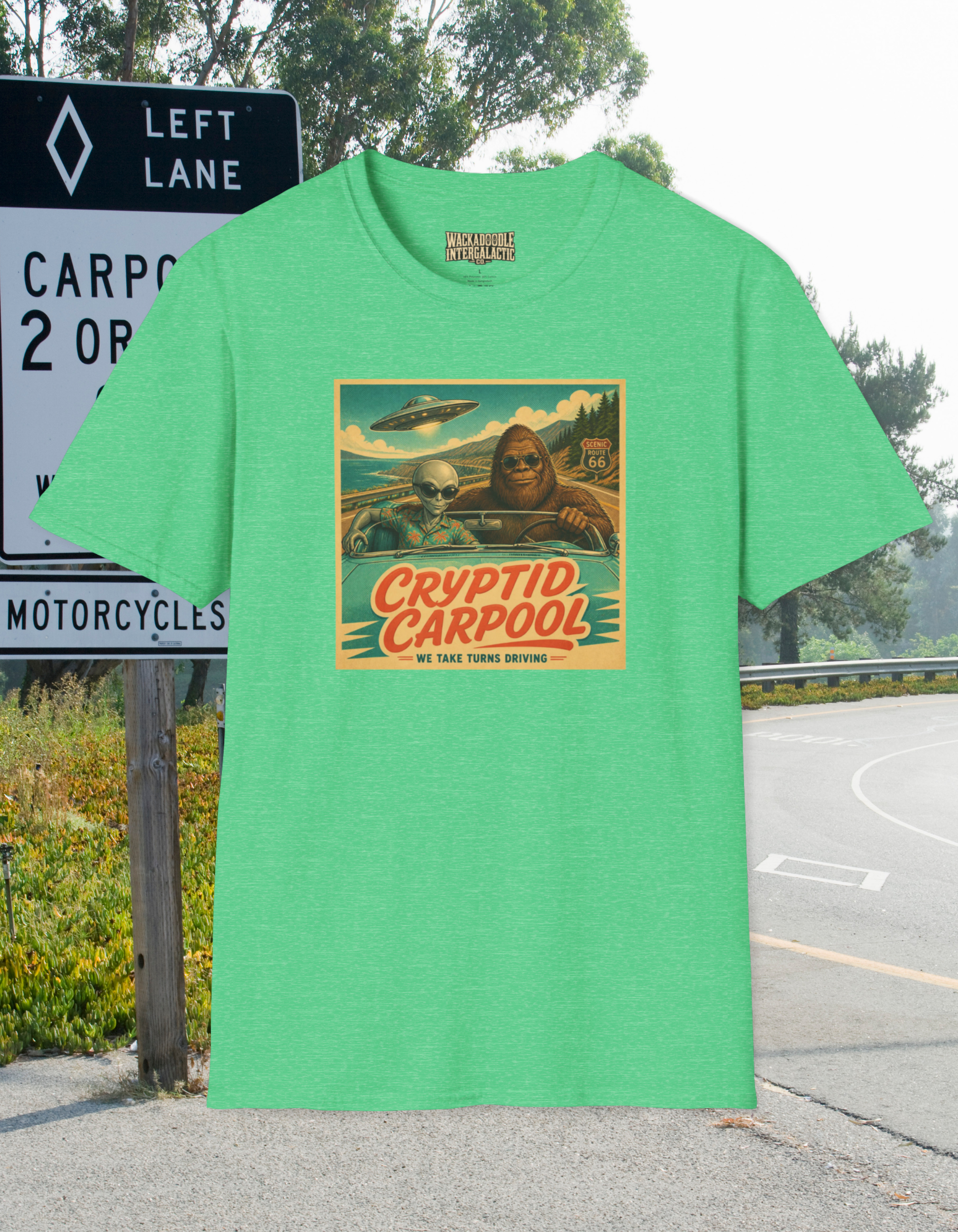 T-Shirt — Cryptid Carpool Vintage Alien & Bigfoot Retro Graphic Tee