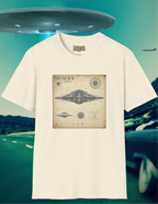 UFO Blueprint T-Shirt — 'Case File 51-B' Vintage Alien Disc Design