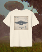 UFO Blueprint T-Shirt — 'Case File 51-B' Vintage Alien Disc Design