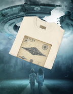 UFO Blueprint T-Shirt — 'Case File 51-B' Vintage Alien Disc Design