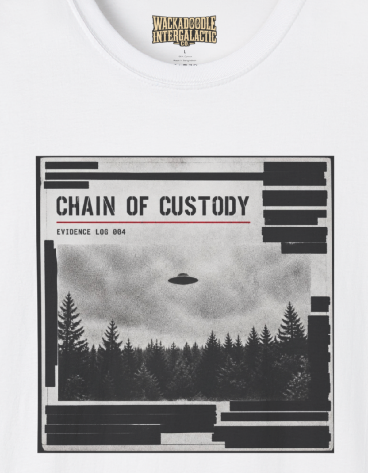 T-Shirt — 'Chain of Custody' UFO Forest Graphic Tee