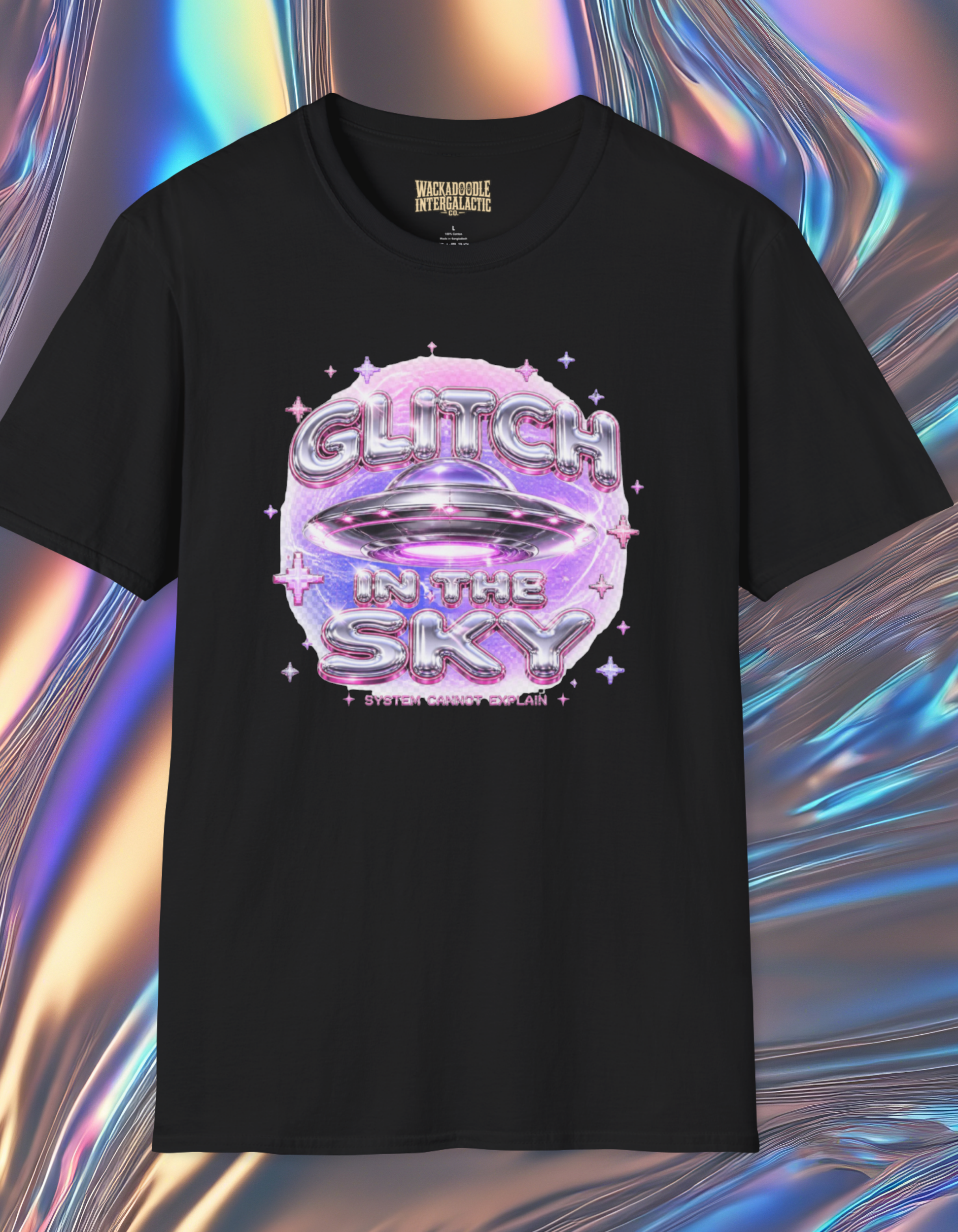 Glitch in the Sky T-Shirt — Retro UFO Vaporwave Graphic Tee