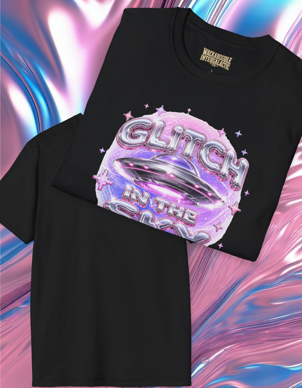 Glitch in the Sky T-Shirt — Retro UFO Vaporwave Graphic Tee