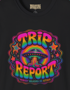 Trip Report Psychedelic T-Shirt — Rainbow Mushroom Retro Graphic Tee
