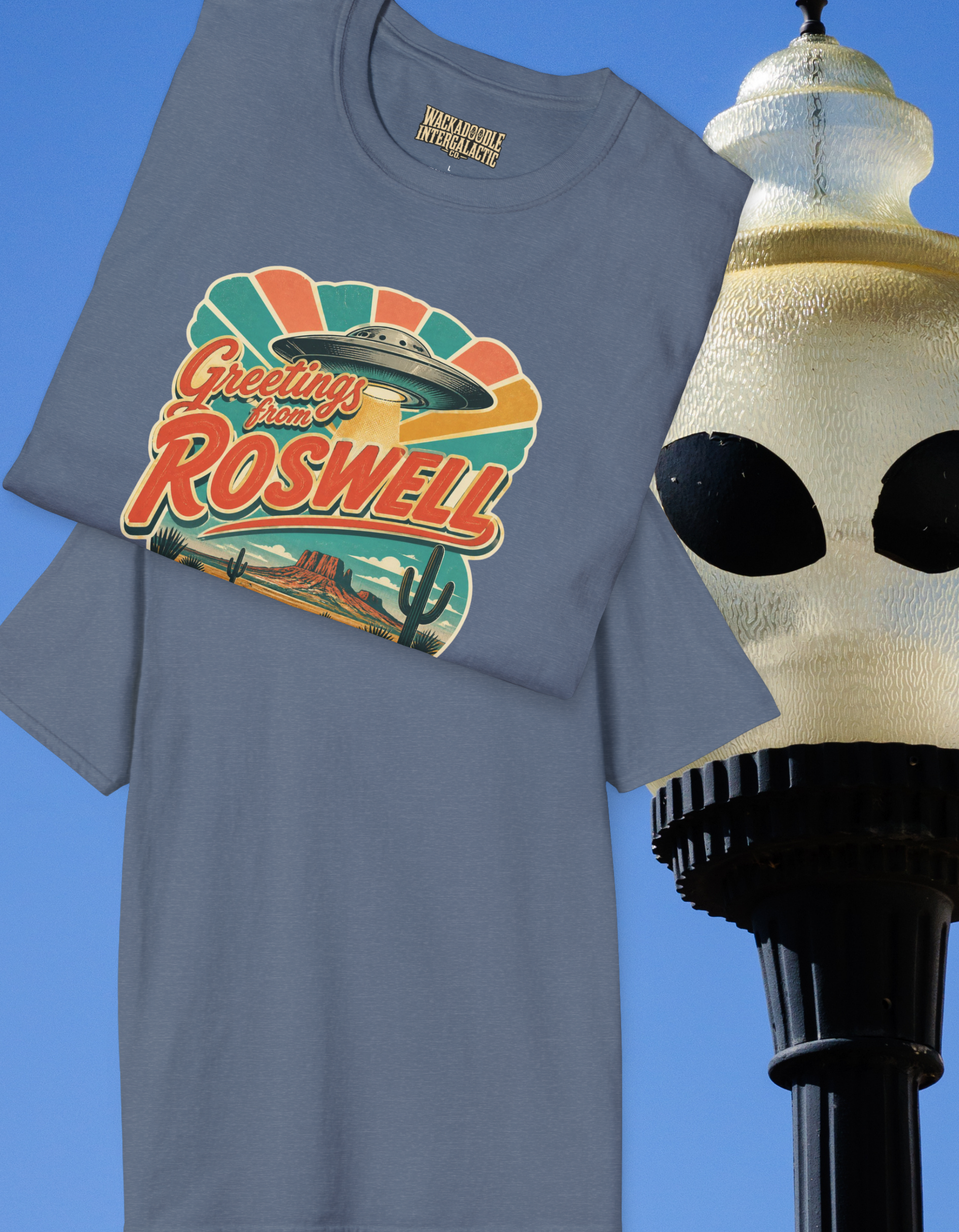 Roswell Retro UFO T-Shirt — "Greetings from Roswell" Vintage Alien Tee
