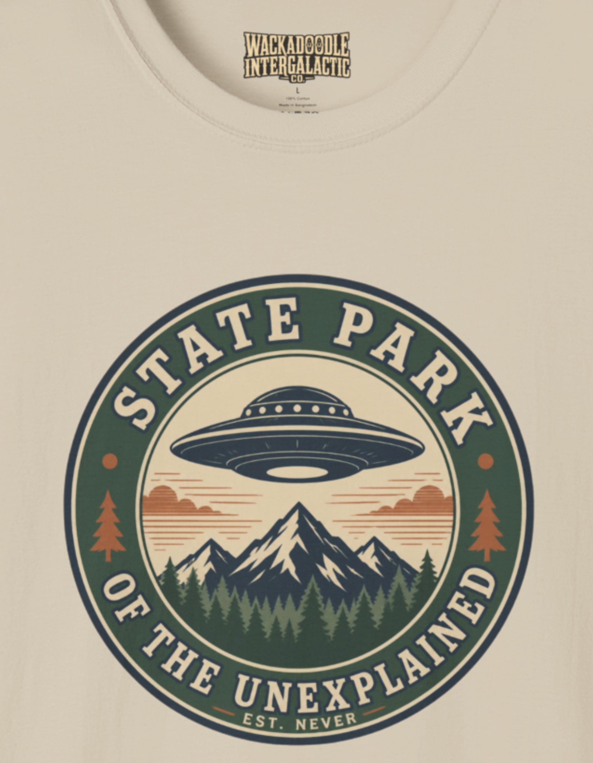State Park of the Unexplained T-Shirt — Retro UFO Mountain Badge Tee
