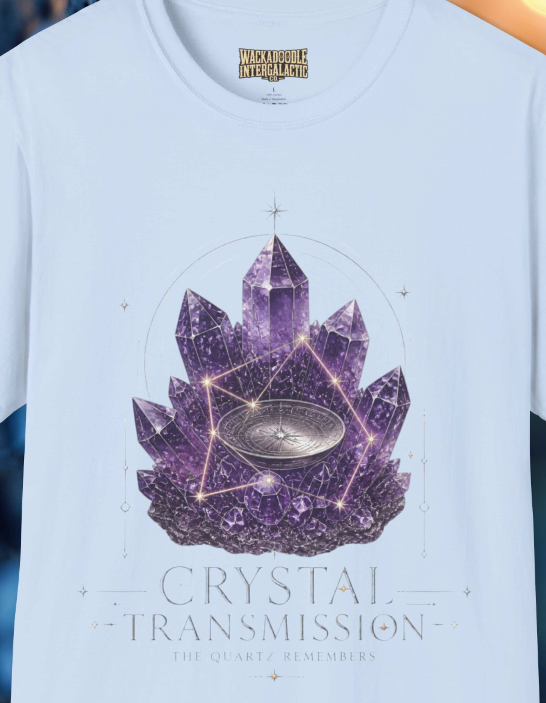 Crystal Dreamscape T-Shirt — Amethyst Lotus Galaxy Graphic