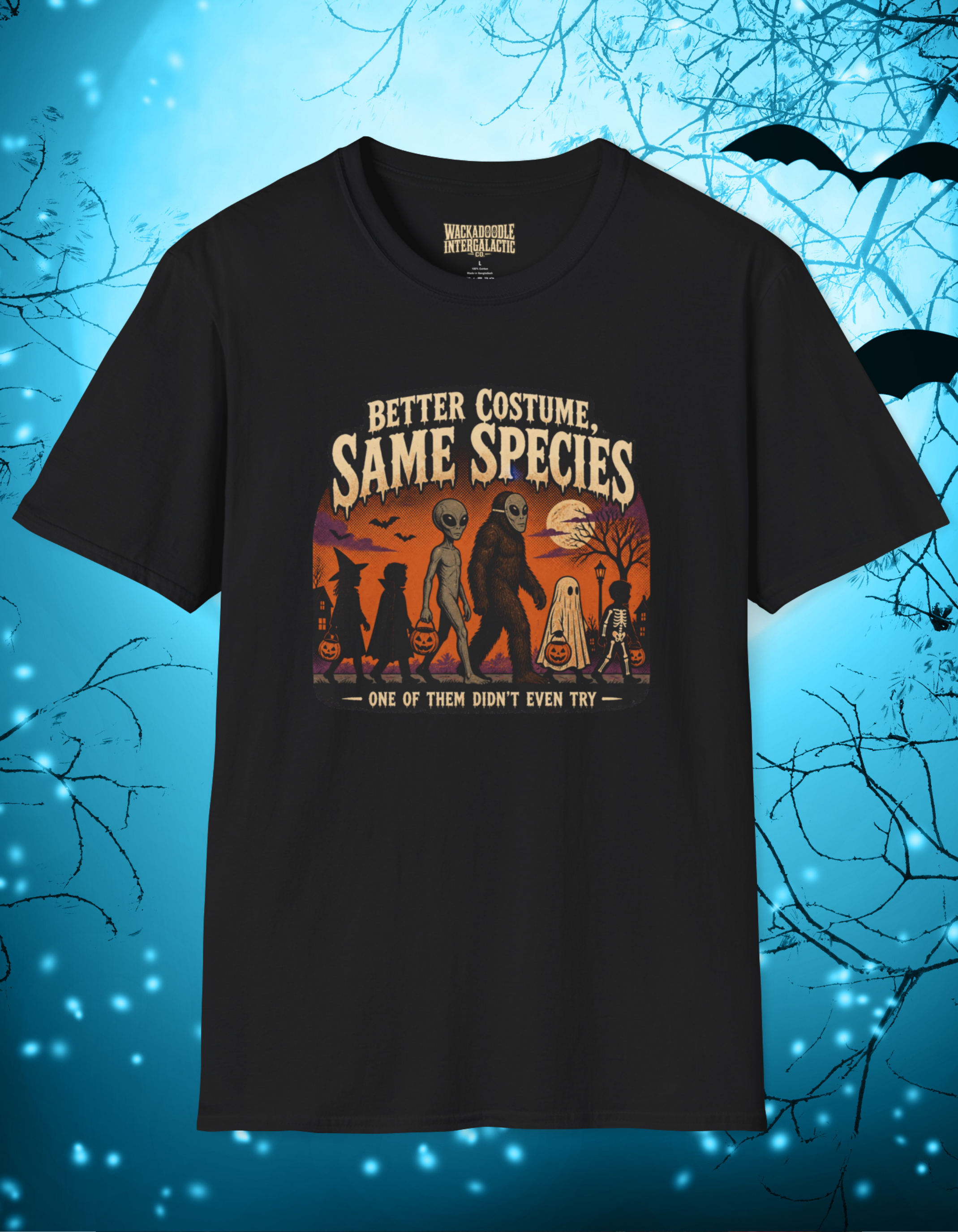 Same Species Halloween T-Shirt — "Better Costume, Same Species" Alien & Monster Graphic Tee