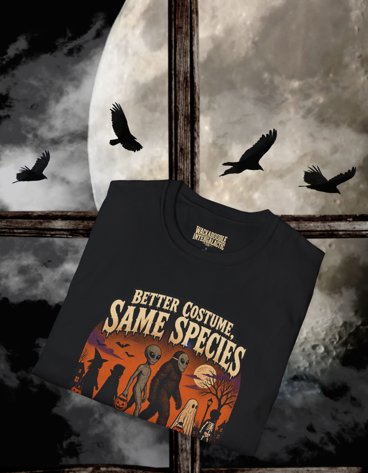 Same Species Halloween T-Shirt — "Better Costume, Same Species" Alien & Monster Graphic Tee