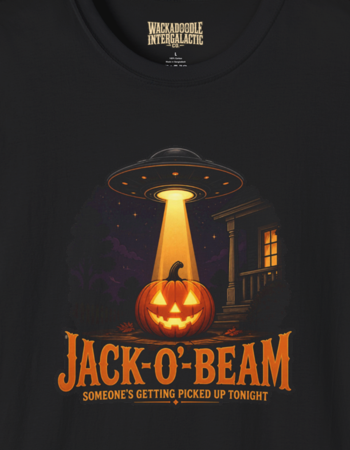 Jack-O-Beam Halloween T-Shirt — Pumpkin UFO Abduction Graphic Tee