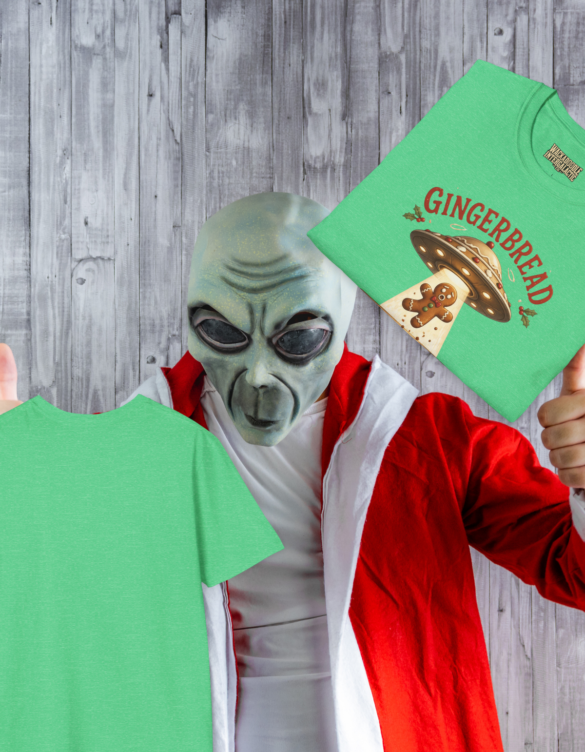 Gingerbread Abduction T-Shirt — Funny Holiday Alien UFO Christmas Tee