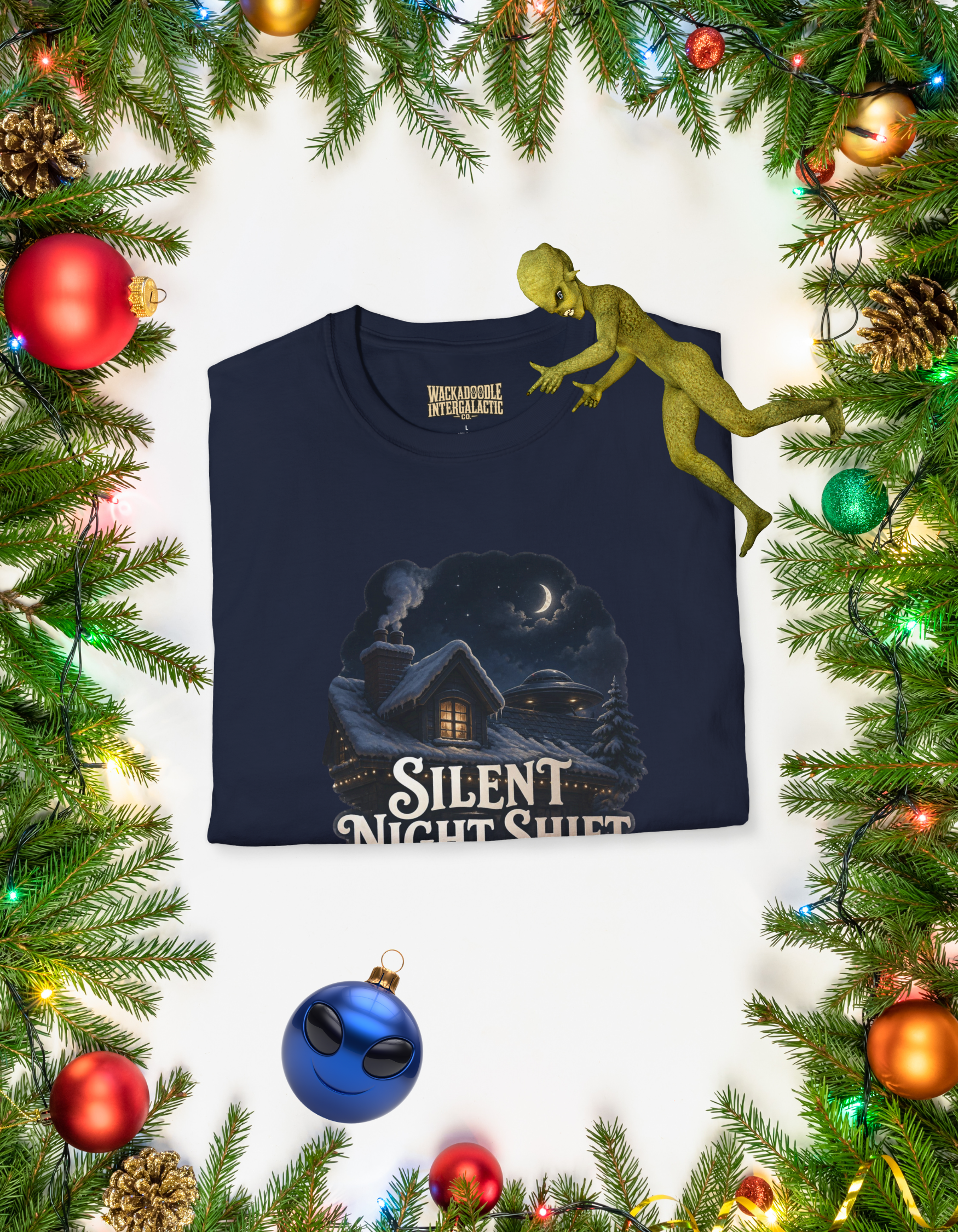 Silent Night Shift T-Shirt — UFO Christmas Tee