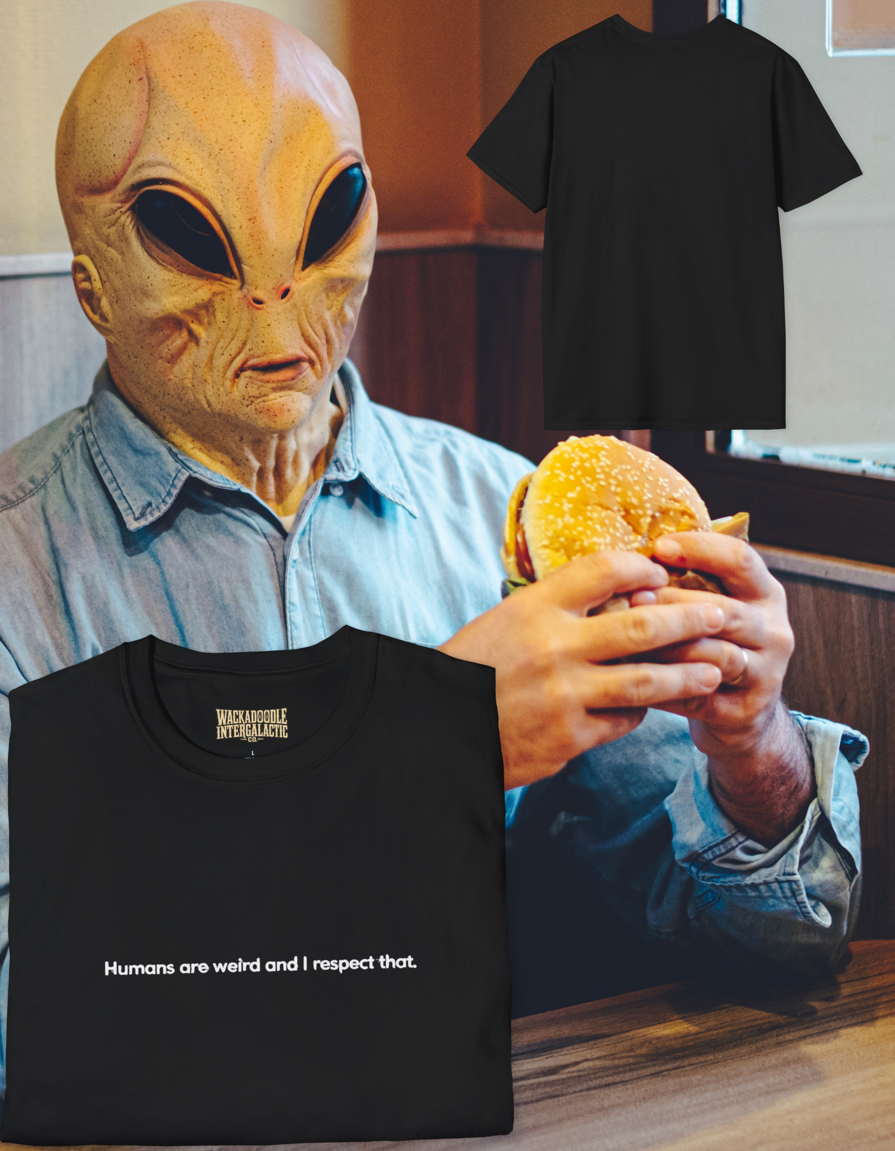 T-Shirt — "Humans are weird and I respect that." Minimalist Statement Tee
