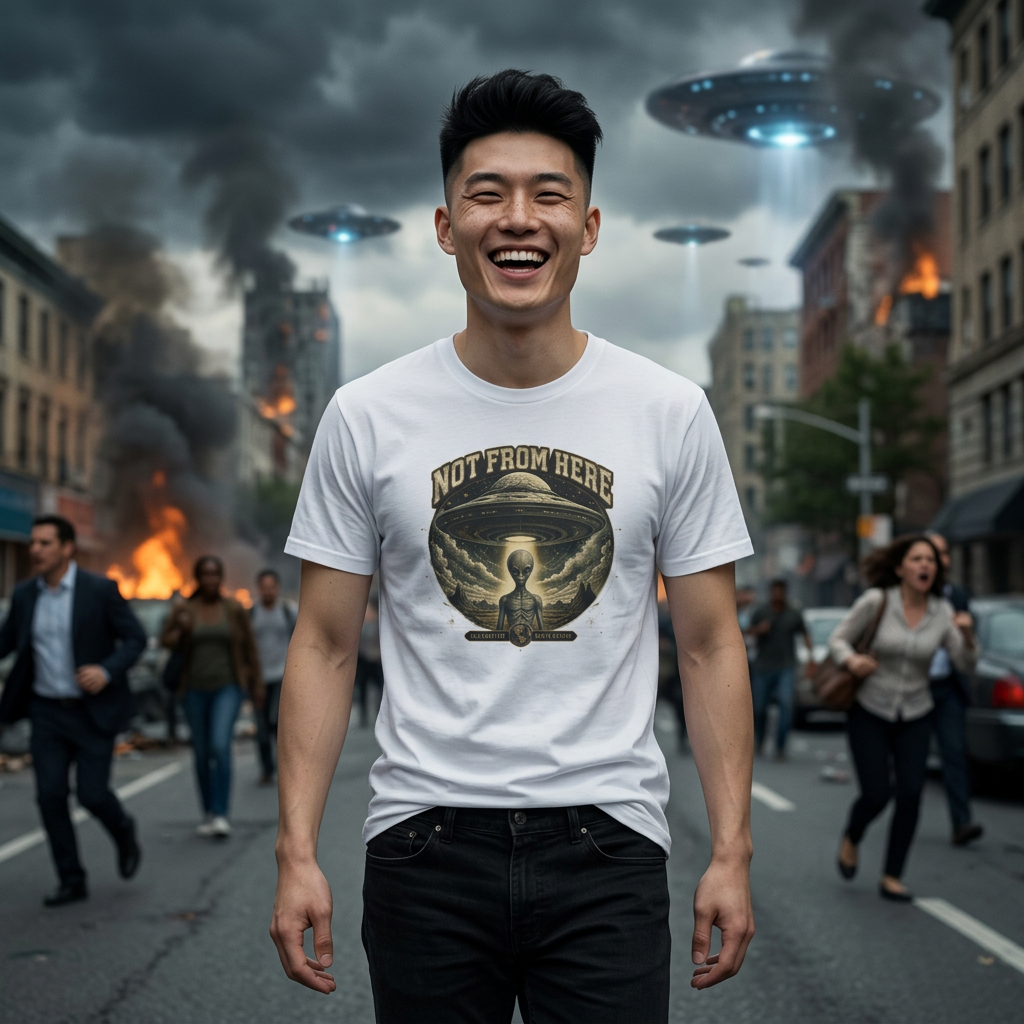 Not From Here Alien T-Shirt — Vintage UFO Graphic Tee