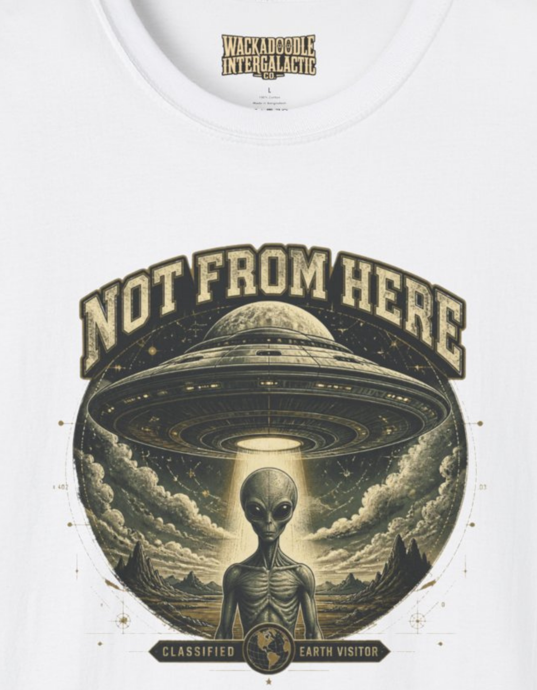 Not From Here Alien T-Shirt — Vintage UFO Graphic Tee