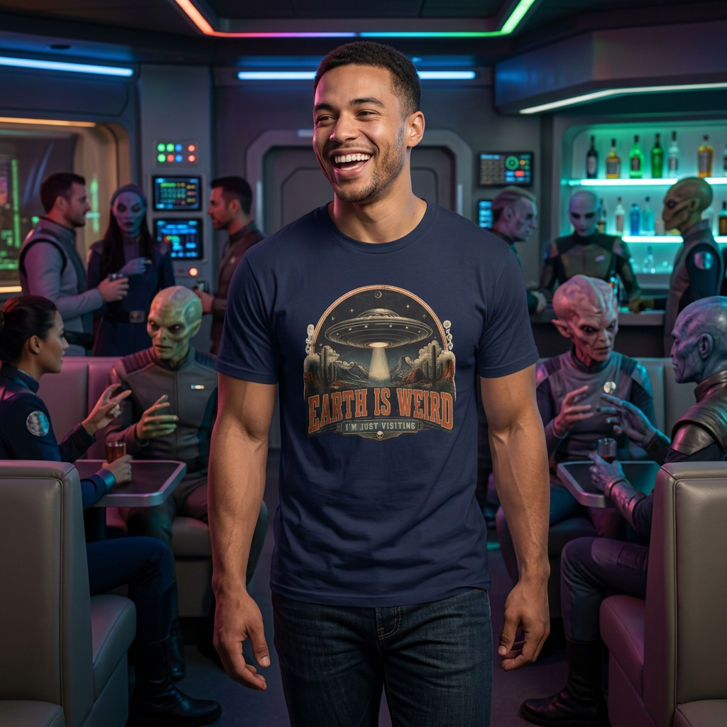 UFO Abduction T-Shirt — 'Earth Is Weird' Vintage Space Graphic