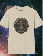 Alien Badge T‑Shirt – “Wackadoodle Intergalactic” Retro UFO Design