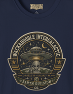Alien Badge T‑Shirt – “Wackadoodle Intergalactic” Retro UFO Design