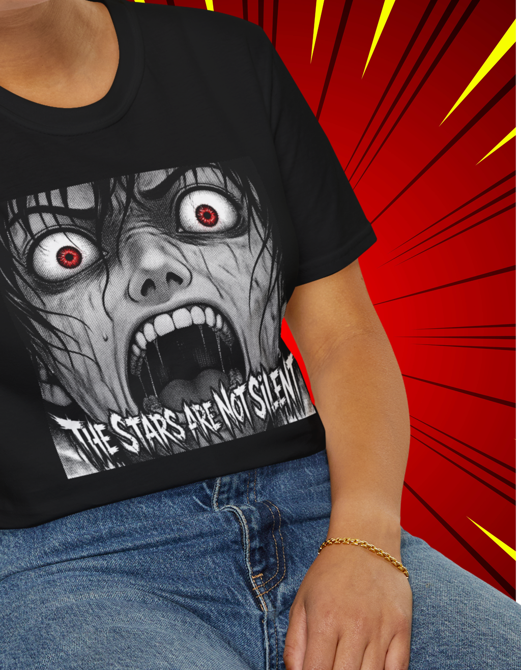 Horror Graphic T-Shirt — 'The Stars Are Not Silent' Screaming Face Tee