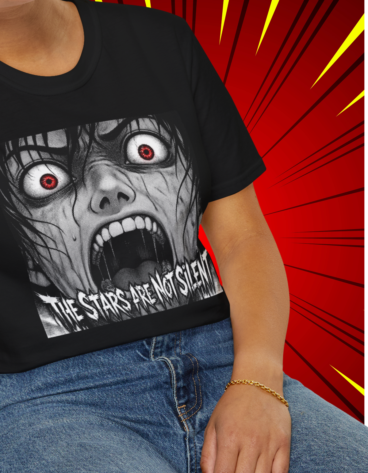 Horror Graphic T-Shirt — 'The Stars Are Not Silent' Screaming Face Tee