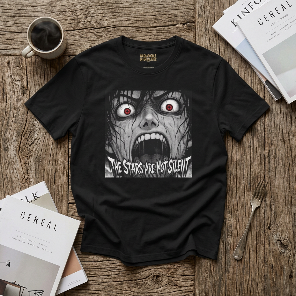 Horror Graphic T-Shirt — 'The Stars Are Not Silent' Screaming Face Tee