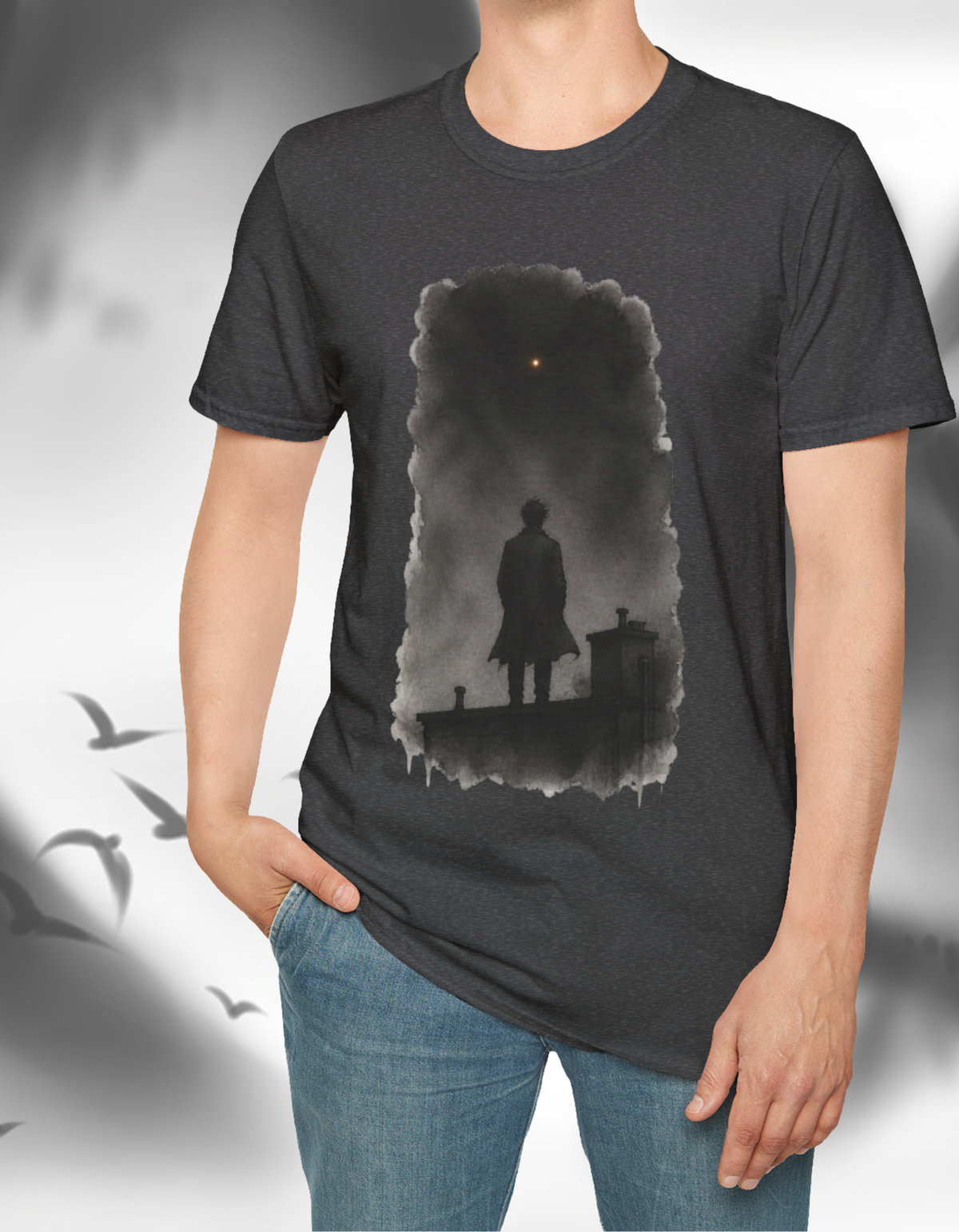 Mystery Silhouette T‑Shirt — Lone Figure at Dusk Graphic Tee