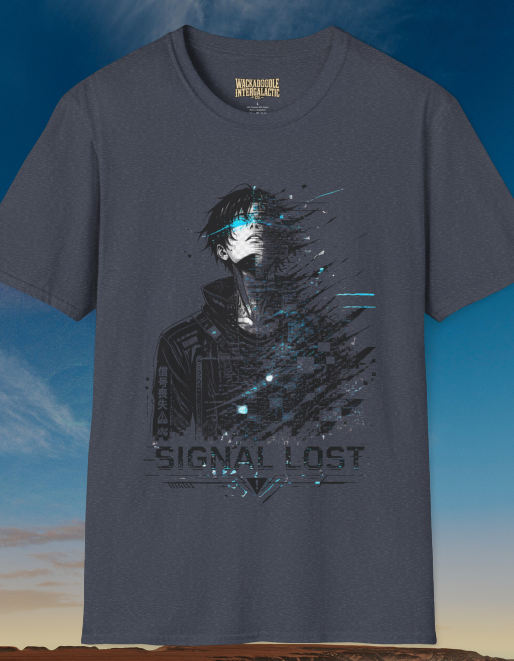 Signal Lost Graphic Tee — Futuristic Cyberpunk Anime Shirt