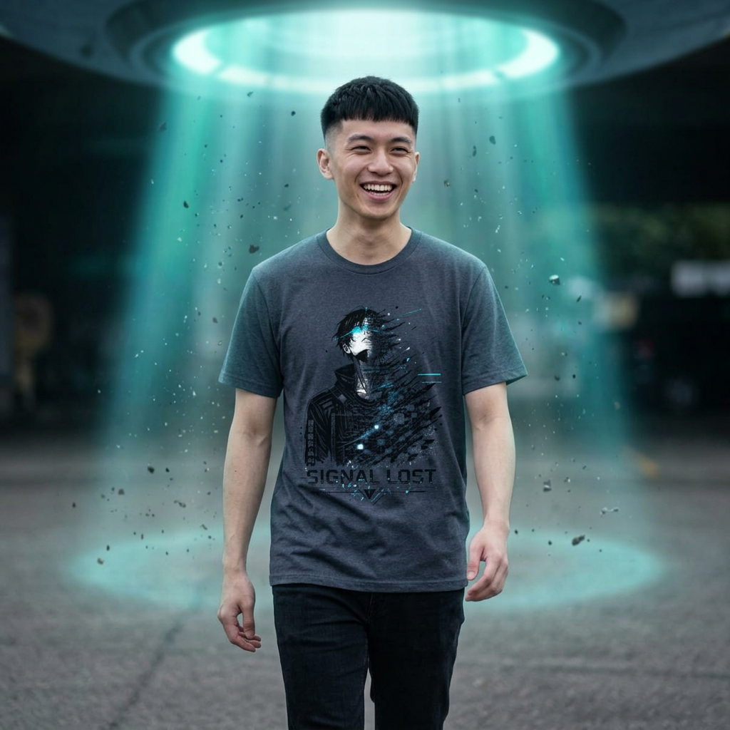 Signal Lost Graphic Tee — Futuristic Cyberpunk Anime Shirt