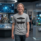 Alien UFO Abducting City Skyline T-Shirt