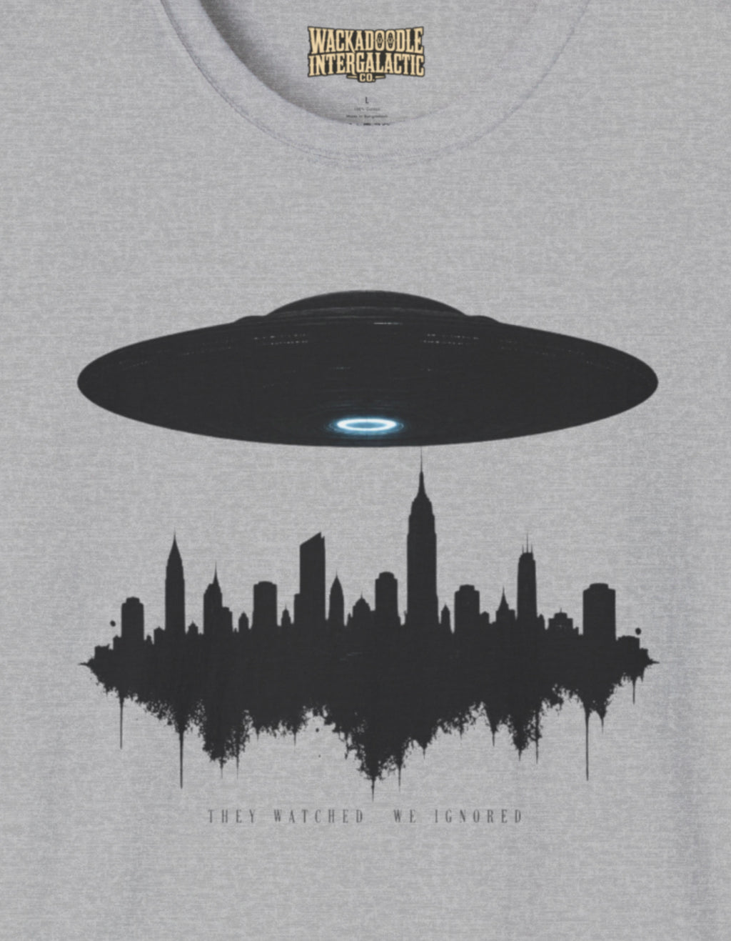Alien UFO Abducting City Skyline T-Shirt