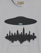Alien UFO Abducting City Skyline T-Shirt