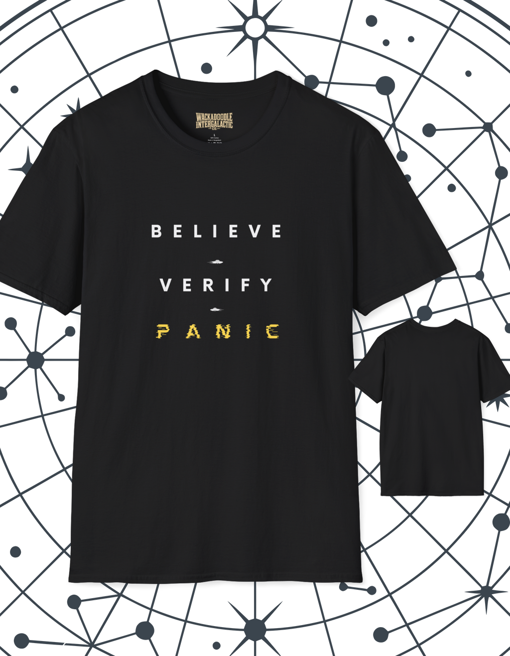 Believe Verify Panic T-Shirt