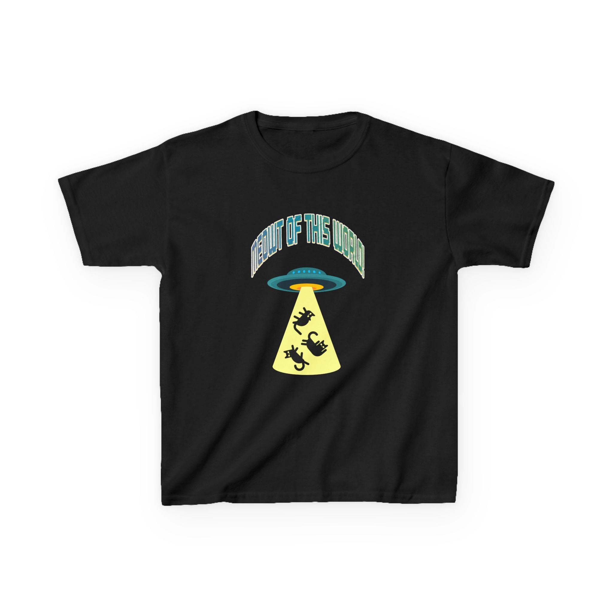Kids Tee — 'Meowt of this World' UFO Alien Abduction Graphic